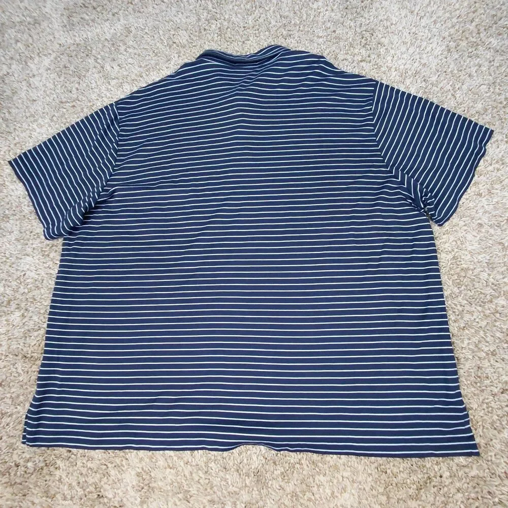 Polo Ralph Lauren Polo Shirt Mens 3XB Big Navy Blue Stripe Pony Cotton Jersey